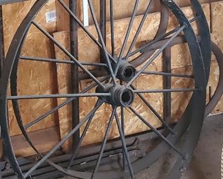 Set of old iron wheel hubs.