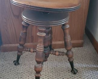 Claw foot with glass feet wooden stool