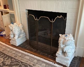 Large Pair of Marble Foo Dogs 