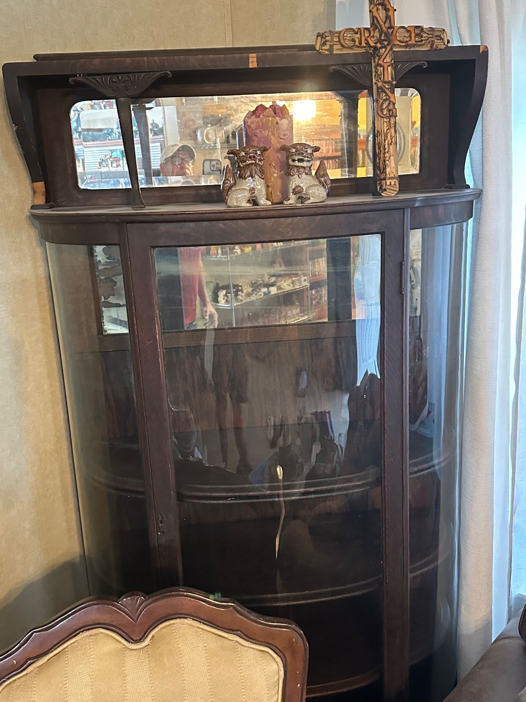 Oak Curved glass China cabinet