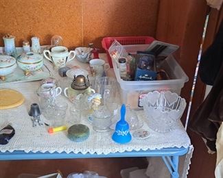 antique hand painted dresser set