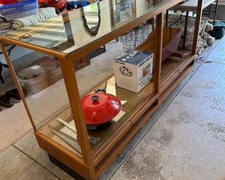 Antique Lighted Display Case with Glass Doors