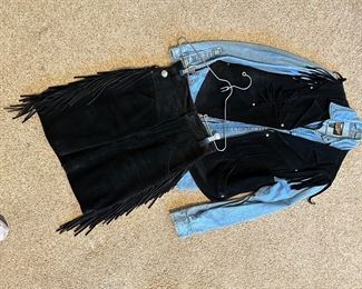 Ladies Harley Davidson  Denim Long Sleeve Shirt, Harley Davidson Ladies Black Vest & Skirt