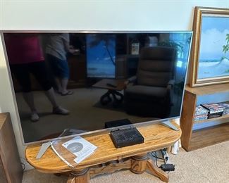 LG 55” Smart Flatscreen TV, Oak Oblong Oak Coffee Table
