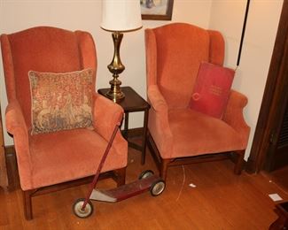 Pair Matching Wingback Chairs