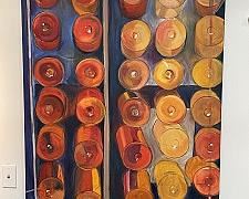 Outstanding Bono Mitchell Original Painting on Canvas Pill Bottles Pharmacology  
48” long, 36” wide, 1 1/2” deep