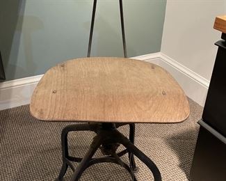 Antique Wood & Metal Industrial Style Adjustable Desk Chair by UHL Steel