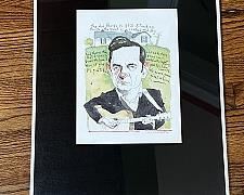Original Johnny Cash Portrait by Joseph Ciardello, Ink & Watercolor Painting,
Matted and Framed Under Glass, 16” x 20”
