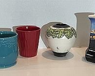 Four Piece China Ceramic Lot: Two Flower Planters, Two Vases