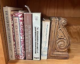 Calling all Cooks! Assorted Collection of Cookbooks w/ Heavy Decorative Bookend