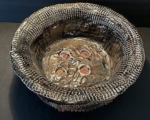 Large Detailed & Textured Art Pottery Centerpiece Bowl
