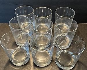 Set of 9 Vintage Double Old Fashioned Glasses with Gold Rims