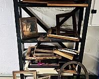 Large Assortment Of Vintage Frames - Wooden Storage Shelf Included