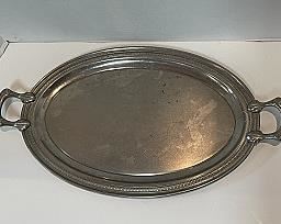 Oval Silver Plate Serving Tray: 21 1/4” long x 11 5/8” wide