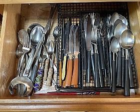 Drawer Full of Assorted Silverware by Washington Forge, Sta-Brite, Cutipol