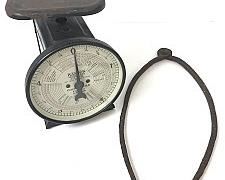 Vintage Metal Hanson Air Mail Scale, Tested, Working; Wrought Iron Lifting Tool