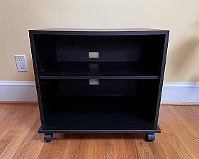 Black Rolling Side Table Media Stand, One Shelf