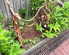 Antique Cast Iron Sewing Machine Base As Outdoor Decor