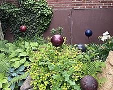 1st Lot of Outdoor Bowling Ball Art on Metal Spires
