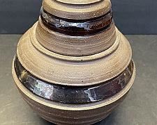 Handmade and Artist Signed Lidded Ceramic Jar, 7.5” tall, 6” across