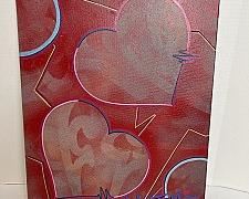 Original Oil Painting on Canvas, “BonoTom”, Signed on Reverse, Hearts & ECG