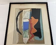 Original Mixed Media Collage, Signed and Dated, Framed Under Glass