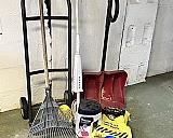 Assortment: Kneez-ez, Dolly, Snow Shovel & Salts, Rake