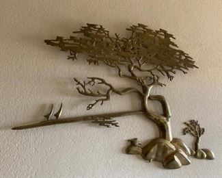 Brass Bonsai Tree Wall Sculpture