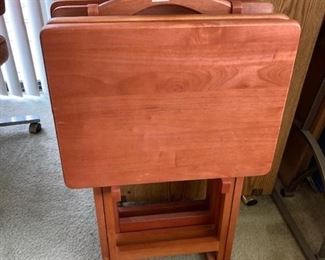 5 Piece Tray Table Set Folding TV Snack