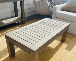 Pottery Barn slatted teak coffee table 