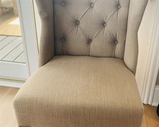 Arhaus tufted wingback dining chairs, set of 5