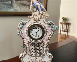 19th Century German Porcelin Figural Clock