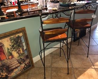 $120 each Solid Iron and Wood Bar height stools 