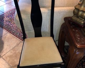 Vintage Black Lacquer Asian dining chairs, 6