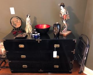 Black Lacquer 6 drawer cabinet SOLD