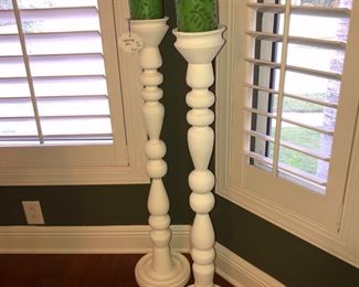 2 Large 40" tall, beautiful white coastal candle stands