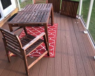 IKEA teak table with 2 leaves and 2 chairs 