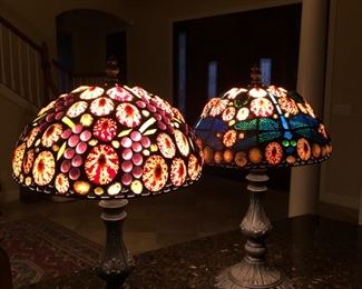 Signed and numbered hand crafted stained glass and shell lamps.  By artist, Hoosin.  $400 each. Firm price. Check them out on eBay