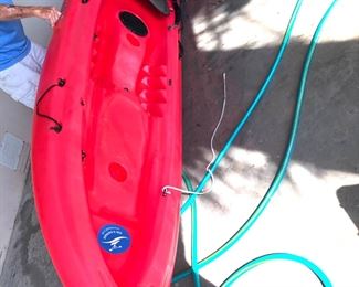 There is one red Ocean Sidekick kayak, and two Hobie Mirage in white.  Marked down to $250 and $800.