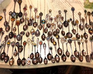 SOLD Vintage Souvenir spoons from all over the world.  Some silverplate, pewter, steel, base metal