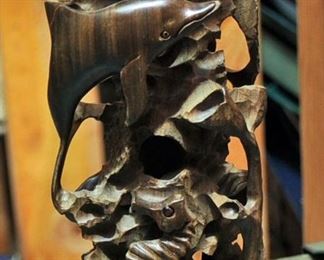 CUBAN GURYACAN HAND CARVED WOOD SEALIFE 14"