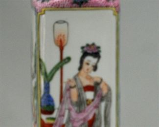 SQUARE CHINESE THIN PORCELAIN 6 1/2" VASE