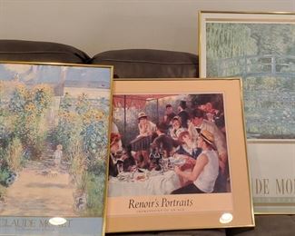 Framed Monet And Renoir Posters