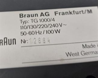 Also a Braun TG 1000/4 perfect working condition 