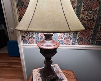 Solid wood lamp.