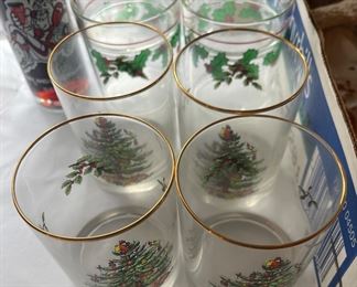 Christmas glasses - some spode print and miscellaneous others.