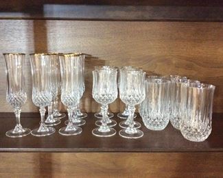 Cut Glass Water Glasses, Wine and Champagne Glasses