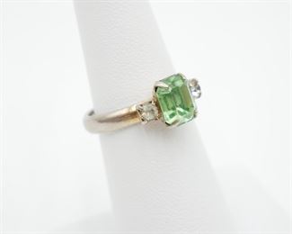 Green Gemstone Adjustable Ring 