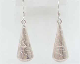 Sterling Silver Etched Drop Earrings 