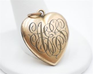 Antique Monogram Heart Locket 